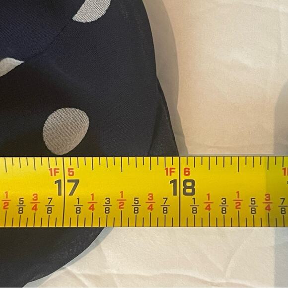 R & K Sheer Navy White Polka Dots Pleated Belted Feminine Maxi Dress NWOT Size 8 - Picture 11 of 13